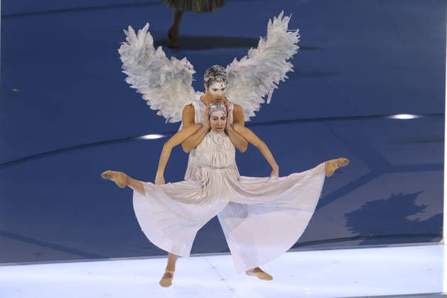 February 06, 2026: Dancers perform during the Opening Ceremony of the Milano Cortina 2026 Olympic Games, Olympische Spiele, Olympia, OS held at San Siro Olympic Stadium in Milan, Italy. MilanoCortina2026 . Milan Italy - ZUMAc04_ 20260206_zma_c04_016 Copyright: xDanielxLeax