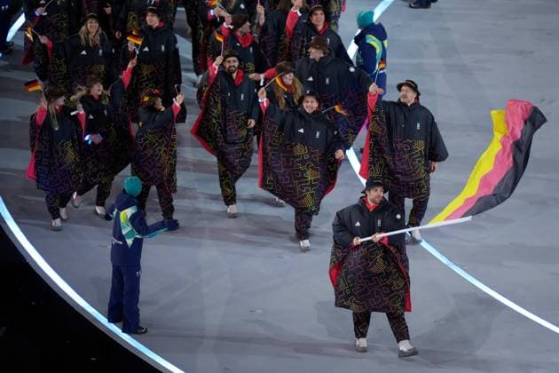 February 6, 2026, Milan, ITALY: Germany flag bearer, Edmonton OilersöÄÃ Leon Draisaitl leads the German delegation during the opening ceremony at the Milan Cortina Winter Olympics, in Milan, Friday, Feb. 6, 2026. Canada News - February 6, 2026  - ZUMAc35_ 20260206_zaf_c35_176 Copyright: xDarrylxDyckx