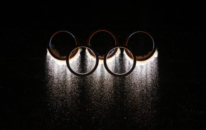 (260207) -- MILAN, Feb. 7, 2026 -- This photo taken on Feb. 6, 2026 shows the Olympic rings at the opening ceremony of the Milan-Cortina 2026 Olympic Winter games, Winterspiele,Spiele, Summer games at the San Siro Olympic Stadium in Milan, Italy. ) (MICO2026)ITALY-MILAN-CORTINA 2026-OLYMPIC WINTER GAMES-OPENING CEREMONY XuexYuge 