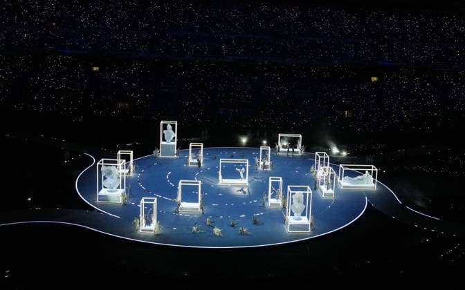 260206 -- MILAN, Feb. 6, 2026 -- Artists perform during the opening ceremony of the Milan-Cortina 2026 Olympic Winter games, Winterspiele,Spiele, Summer games at the San Siro Olympic Stadium in Milan, Italy, Feb. 6, 2026. MICO2026ITALY-MILAN-CORTINA 2026-OLYMPIC WINTER GAMES-OPENING CEREMONY ChengxMin  (MICO2026)ITALY-MILAN-CORTINA 2026-OLYMPIC WINTER GAMES-OPENING CEREMONY IMAGO ChengxMin  imago images 0847008822