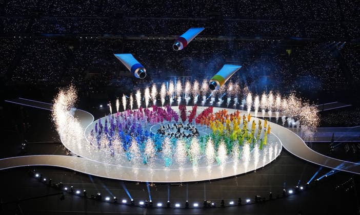 260206 -- MILAN, Feb. 6, 2026 -- Artists perform during the opening ceremony of the Milan-Cortina 2026 Olympic Winter games, Winterspiele,Spiele, Summer games at the San Siro Olympic Stadium in Milan, Italy, Feb. 6, 2026. MICO2026ITALY-MILAN-CORTINA 2026-OLYMPIC WINTER GAMES-OPENING CEREMONY ChengxMin  (MICO2026)ITALY-MILAN-CORTINA 2026-OLYMPIC WINTER GAMES-OPENING CEREMONY IMAGO ChengxMin  imago images 0847010053