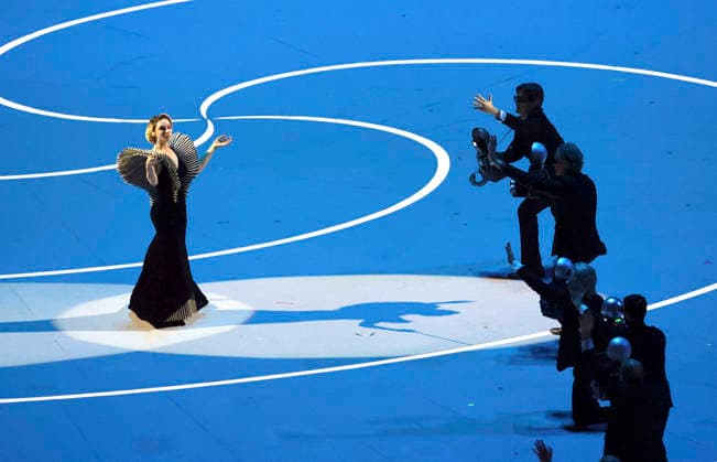 260206 -- MILAN, Feb. 6, 2026 -- An artist performs during the opening ceremony of the Milan-Cortina 2026 Olympic Winter games, Winterspiele,Spiele, Summer games at the San Siro Olympic Stadium in Milan, Italy, Feb. 6, 2026. MICO2026ITALY-MILAN-CORTINA 2026-OLYMPIC WINTER GAMES-OPENING CEREMONY DuxXiaoyi  (MICO2026)ITALY-MILAN-CORTINA 2026-OLYMPIC WINTER GAMES-OPENING CEREMONY IMAGO DuxXiaoyi  imago images 0847012302