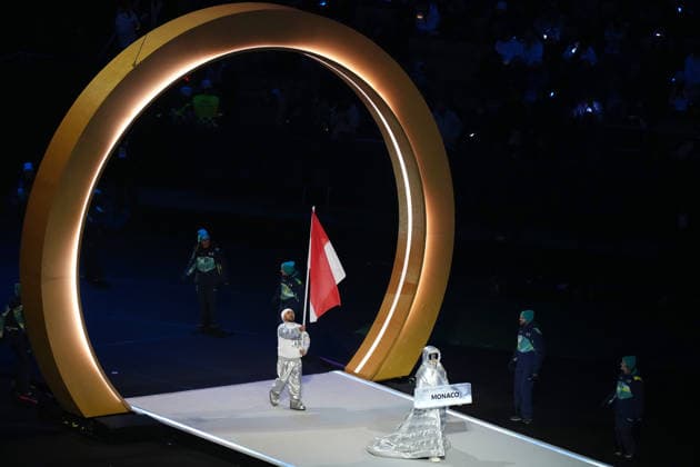 (260207) -- MILAN, Feb. 7, 2026 -- The delegation of Monaco parades into the San Siro Olympic Stadium during the opening ceremony of the Milan-Cortina 2026 Olympic Winter games, Winterspiele,Spiele, Summer games in Milan, Italy, Feb. 6, 2026. ) (MICO2026)ITALY-MILAN-CORTINA 2026-OLYMPIC WINTER GAMES-OPENING CEREMONY XuexYuge 