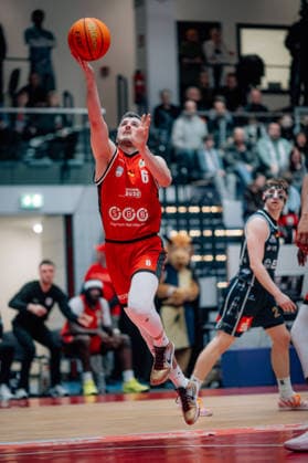 BB 2BL SBB Baskets Eisbaeren Bremerhaven Martin Bogdanov SBB Baskets during the 2025 2026 season in the 2 Barmer Basketball Bundesliga Pro A on matchday 21 SBB Baskets and Eisbaeren Bremerhaven at the Wolfgang Lakenmacher Halle on February 6, 2026 in Magdeburg, Saxony-Anhalt, Germany