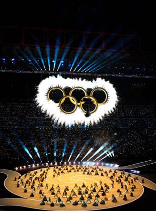 Winter Olympics - Opening Ceremony - Milan Olympic Rings, Performers and artists during the opening ceremony of the Milano Cortina 2026 Winter Olympics at San Siro Stadium on February 06, 2026 in Milan, Italy. Photo by JMP ABACAPRESS.COM Milan Italy  Copyright: xJMP ABACAx