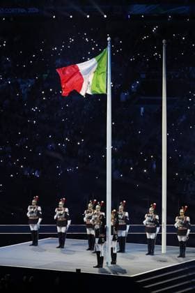 Milan Cortina Olympics: Opening ceremony The Italian flag is raised during the opening ceremony of the Milan Cortina Olympics in Milan on Feb. 6, 2026.  A14AA0005252140P