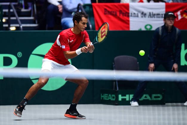 Tennis Davis Cup 2026 Germany Peru on 06 02 2026 at the Castello in Düsseldorf Juan Pablo Varillas PER North Rhine-Westphalia Germany