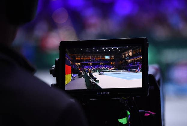 Tennis Davis Cup 2026 Germany Peru on 06 02 2026 at the Castello in Düsseldorf The TV camera shows the court North Rhine-Westphalia Germany