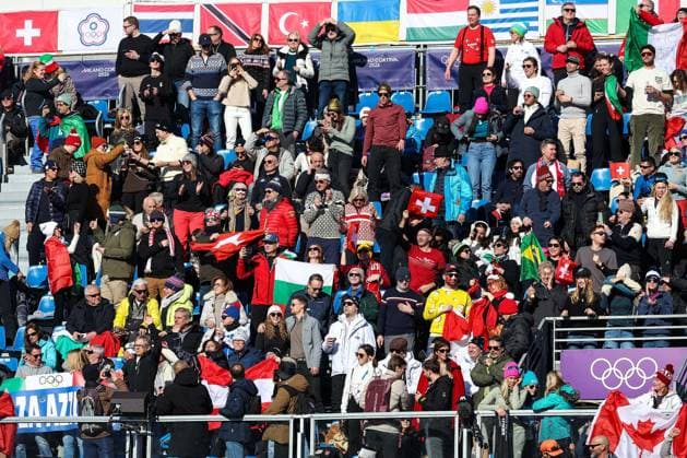 GIOCHI OLIMPICI - Olimpiadi Invernali Milano-Cortina 2026 - Alpine Skiing Men s Downhill Supporters prior the Olympic Winter games, Winterspiele,Spiele, Summer games Milano-Cortina 2026, Alpine Skiing Men s Downhill on February 07, 2026 at Stelvio Ski Centre in Bormio, Italy Cortina D Ampezzo Italy  Copyright: xIPAxSport ABACAx