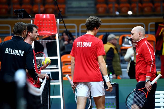 Plovdiv,07 02 2026 : Players of Belgium attend before the first round qualifiers of Davis Cup between Bulgaria and Belgium in Plovdiv, Bulgaria. Credit : Vassil Donev CC  xh_VD5_8812x