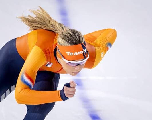MILAN - Jutta Leerdam is training for the 1,000 meters in long track Speed skating, Eisschnelllauf at the Milan Speed Skating Stadium at the Milan Winter Olympics. SEM VAN DER WAL ANP xVIxANPxSportx xxANPxIVx 549907618 originalFilename: 549907618.jpg