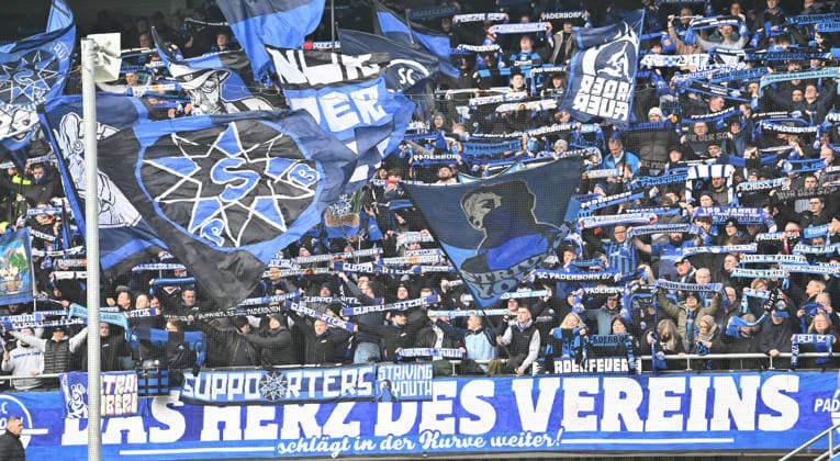 07 02 2026 Soccer Season 2025 2026 2 Soccer Bundesliga 21 Matchday SC Paderborn 07 SCP 1 FC Nürnberg FCN Club Sportfoto Zink xwoxzix DFL regulations prohibit any use of photographs as image sequences and or quasi video only for editorial use Fans Fanblock SCP
