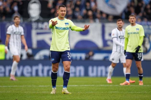Paul Seguin Hertha BSC Berlin , SV Elversberg vs Hertha BSC Berlin, Football, 2 Bundesliga, 21 Matchday, Season 2025 2026, 07 02 2026 DFB regulations prohibit any use of photographs as image sequences and or quasi video SV Elversberg vs Hertha BSC Berlin, Football, 2 Bundesliga, 21 Matchday, Season 2025 2026, 07 02 2026 Copyright: xEibner-Pressefoto AlexanderxNeisx EP_ANS