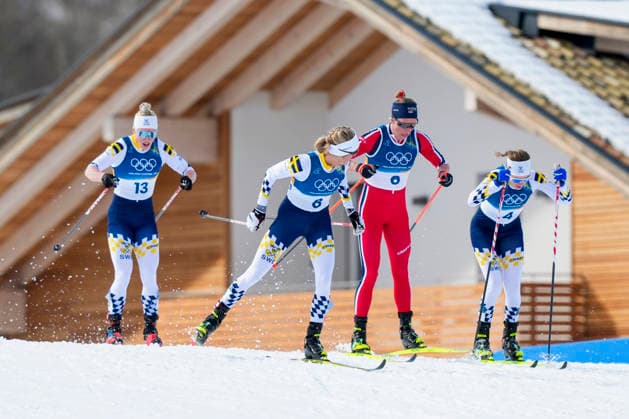 Winter Olympics in Milan Cortina 2026 Val di Fiemme, Italy 20260207. Jonna Sundling from Sweden, Frida Karlsson from Sweden, Astrid oyre Slind from Norway and Ebba Andersson from Sweden during the women s cross-country 20 km Skiathlon at Lago di Tesero during the Winter Olympics in Milano Cortina 2026. Photo: Lise Aserud NTB Val di Fiemme Italy EDITORIAL USE ONLY. RESTRICTED USE FOR BETTING COMPANIES Ref:_SPOU21FEfvf1A4.jpg *** Winter Olympics in Milan Cortina 2026 Val di Fiemme, Italy 20260207 Jonna Sundling from Sweden, Frida Karlsson from Sweden, Astrid oyre Slind from Norway and Ebba Andersson from Sweden during the women s cross country 20 km Skiathlon at Lago di Tesero during the Winter Olympics in Milano Cortina 2026 Photo Lise Aserud NTB Val di Fiemme Italy EDITORIAL USE ONLY RESTRICTED USE FOR BETTING COMPANIES  Copyright: xLisexAserudx xNTBx