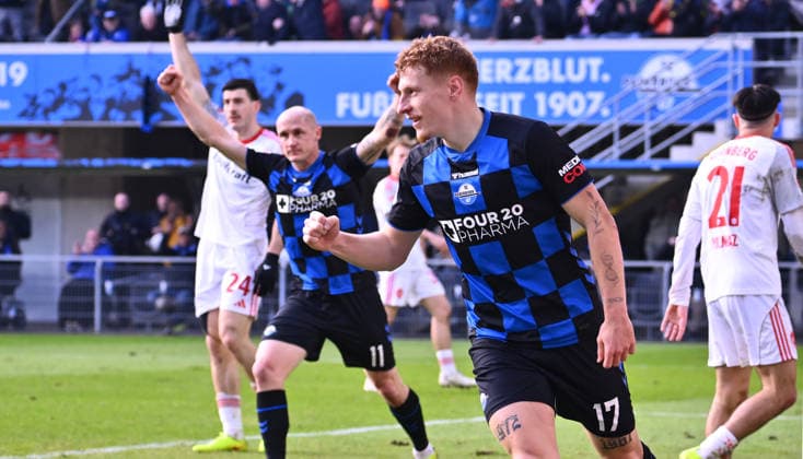 07 02 2026 Soccer Season 2025 2026 2 Soccer Bundesliga 21 Matchday SC Paderborn 07 SCP 1 FC Nürnberg FCN Club Sportfoto Zink xwoxzix DFL regulations prohibit any use of photographs as image sequences and or quasi video only for editorial use Torjubel Jubel nach Treffer Tor Torschuß zum 2 0 durch Laurin Curda 17, SC Paderborn 07