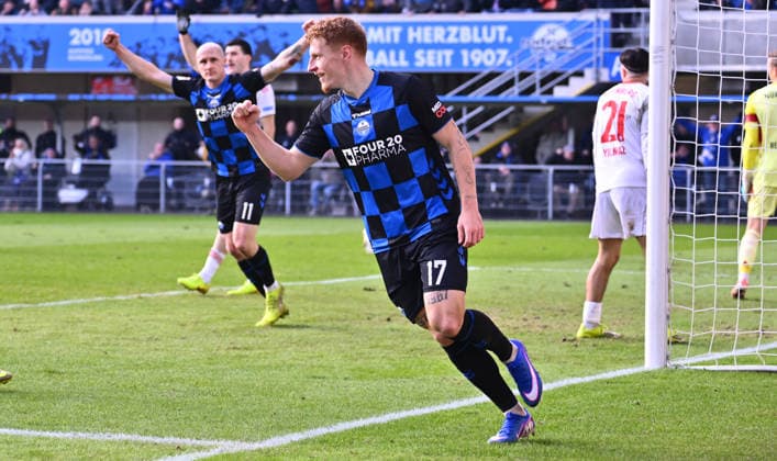 07 02 2026 Soccer Season 2025 2026 2 Soccer Bundesliga 21 Matchday SC Paderborn 07 SCP 1 FC Nürnberg FCN Club Sportfoto Zink xwoxzix DFL regulations prohibit any use of photographs as image sequences and or quasi video only for editorial use Torjubel Jubel nach Treffer Tor Torschuß zum 2 0 durch Laurin Curda 17, SC Paderborn 07