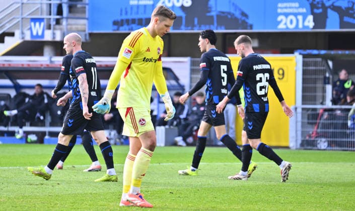 07 02 2026 Soccer Season 2025 2026 2 Soccer Bundesliga 21 Matchday SC Paderborn 07 SCP 1 FC Nuremberg FCN Club Sportfoto Zink xwoxzix DFL regulations prohibit any use of photographs as image sequences and or quasi video only for editorial use Jan Reichert 1, 1 FC Nuremberg FCN disappointed disappointment