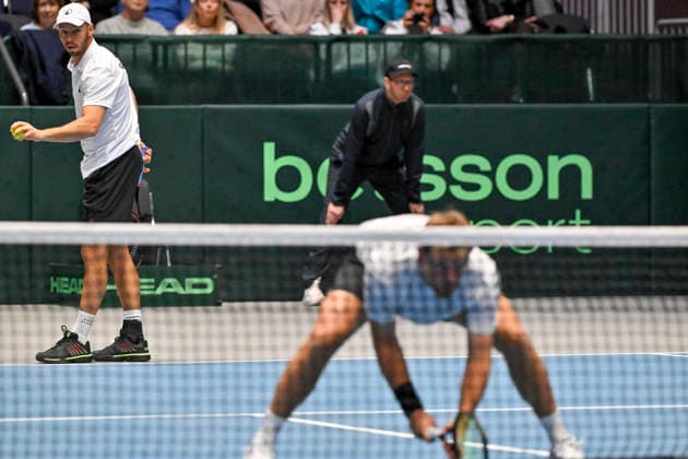 from left in the picture Tim Pütz GER Kevin Krawietz GER 07 02 2026 Tennis Davis Cup Qualifiers 2026 Germany vs Peru , Castello, Duesseldorf, Copyright: xpepphotox xHorstxMauelshagenx pep00321, pep_20260207_hm