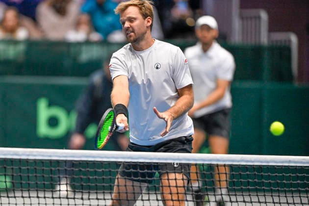 from left in the picture Kevin Krawietz GER Tim Pütz GER 07 02 2026 Tennis Davis Cup Qualifiers 2026 Germany vs Peru , Castello, Duesseldorf, Copyright: xpepphotox xHorstxMauelshagenx pep00321, pep_20260207_hm