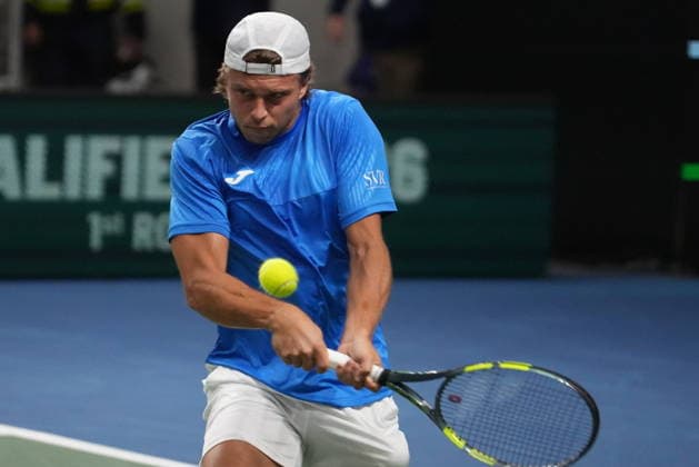 TENNIS - DAVIS CUP 2026 - FRANCE v SLOVAKIA Alexandre Muller of French during the Davis Cup 2026, Qualifiers tennis event on 7 February 2026 at Le Chaudron in Le Portel, France - Photo Laurent Lairys Le PortelFrance  Copyright: xLaurentxLairysx