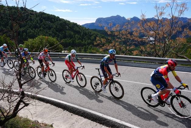The pack of riders pictured in action during stage 4 of the 2026 Volta Comunitat Valenciana, Tour of Valencia cycling race, a race from La Nucia to Teulada Moraira (172,2 km), on Saturday 07 February 2026 in Spain. The race takes place from 4 to 8 February and runs through the three provinces of the Valencian Community. JOMAxGARCIA  x161734263x