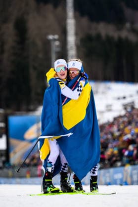 260207 Ebba Andersson of Sweden and Frida Karlsson of Sweden celebrate after the women s 20 km cross-country skiing skiathlon during day 1 of the 2026 Winter Olympics on February 7, 2026 in Val di Fiemme. Photo: Maxim Thore BILDBYRAN kod MT MT0961 skidor cross-country skiing langrenn Olympic Games, Olympische Spiele, Olympia, OS olympics winter olympics os ol olympiska spel vinter-os olympiske leker milano cortina 2026 milan cortina 2026 milano cortina 2026 olympic games milano cortina 2026 winter olympic games milano cortina-os milano cortina-ol vinter-ol 1 bbeng skiathlon dam os-guld guld jubel medalj silver sverige *** 260207 Ebba Andersson of Sweden and Frida Karlsson of Sweden celebrate after the women s 20 km cross country skiing skiathlon during day 1 of the 2026 Winter Olympics on February 7, 2026 in Val di Fiemme Photo Maxim Thore BILDBYRAN kod MT MT0961 skidor cross country skiing langrenn olympic games olympics winter olympics os ol olympiska spel vinter os olympiske leker milano cortina 2026 milan cortina 2026 milano cortina 2026 olympic games milano cortina 2026 winter olympic games milano cortina os milano cortina ol vinter ol 1 bbeng skiathlon dam os guld guld jubel medalj silver sverige  Copyright: MAXIMxTHORE BB260207MT057