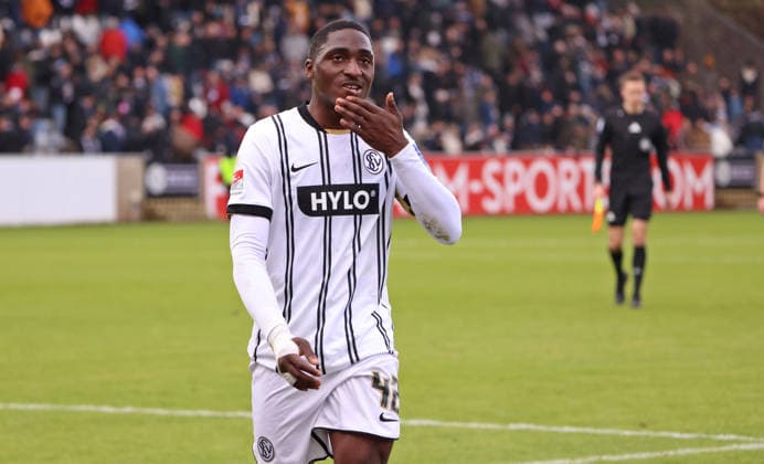 07 02 2026, Football, Men, 2 Bundesliga, Season 2025 2026, SV 07 Elversberg Hertha BSC Berlin, David Mokwa SV 07 Elversberg disappointed Elversberg Ursapharm Arena an der Kaiserlinde Saarland Germany DEU Copyright: xFabianxKleerx