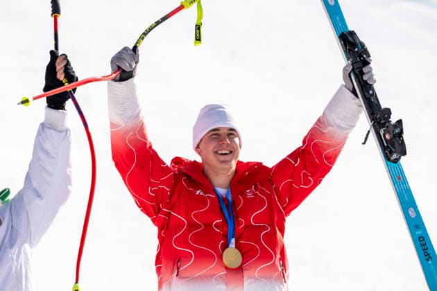 Winter Olympics Milan Corina 2026 Olympics 2026 Bormio, Italy 20260207. Franjo von Allmen from Switzerland on the podium after winning Olympic gold in the men s alpine downhill at the Winter Olympics in Milan Cortina 2026. Photo: Cornelius Poppe NTB Bormio Italy EDITORIAL USE ONLY. RESTRICTED USE FOR BETTING COMPANIES Ref:_SPOA2jOg0LAldg.jpg *** Winter Olympics Milan Corina 2026 Olympics 2026 Bormio, Italy 20260207 Franjo von Allmen from Switzerland on the podium after winning Olympic gold in the men s alpine downhill at the Winter Olympics in Milan Cortina 2026 Photo Cornelius Poppe NTB Bormio Italy EDITORIAL USE ONLY RESTRICTED USE FOR BETTING COMPANIES  Copyright: xCorneliusxPoppex xNTBx