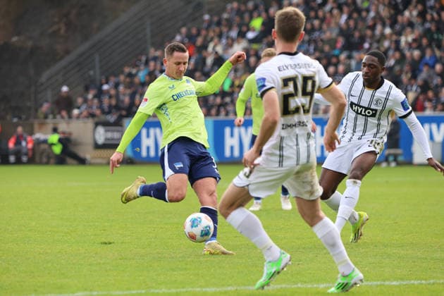 07 02 2025, Football, Men, 2 Bundesliga, Season 2025 2026, SV 07 Elversberg Hertha BSC Berlin, Paul Seguin Hertha BSC Berlin Elversberg Ursapharm Arena an der Kaiserlinde Saarland Germany DEU Copyright: xFabianxKleerx