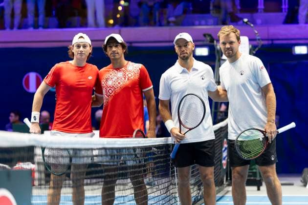 Davis Cup Germany Peru, 07 02 2026 Doubles Krawietz Puetz GER vs Buse Huertas del Pino PER during the Davis Cup Davis Cup Germany Peru at CASTELLO on February 7, 2026 in Duesseldorf, Germany Copyright: xBEAUTIFULxSPORTS KennyxBeelex