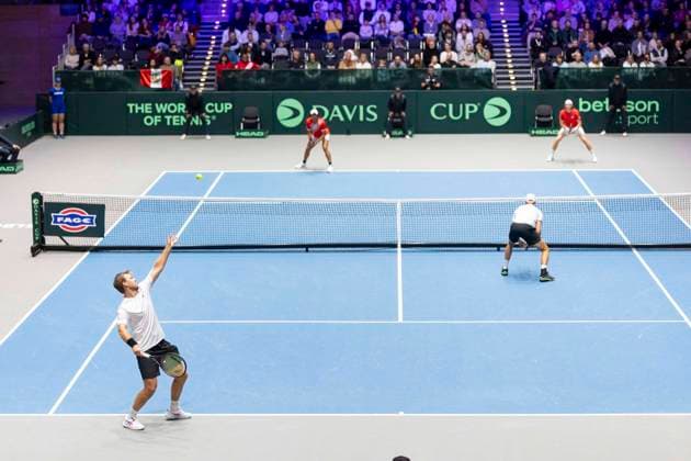 Davis Cup Germany Peru, 07 02 2026 Doubles Krawietz and Puetz GER vs Buse and Huertas del Pino PER during the Davis Cup Davis Cup Germany Peru at CASTELLO on February 7, 2026 in Duesseldorf, Germany Copyright: xBEAUTIFULxSPORTS KennyxBeelex