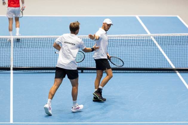 Davis Cup Germany Peru, 07 02 2026 Doubles Krawietz and Puetz GER vs Buse and Huertas del Pino PER during the Davis Cup Davis Cup Germany Peru at CASTELLO on February 7, 2026 in Duesseldorf, Germany Copyright: xBEAUTIFULxSPORTS KennyxBeelex