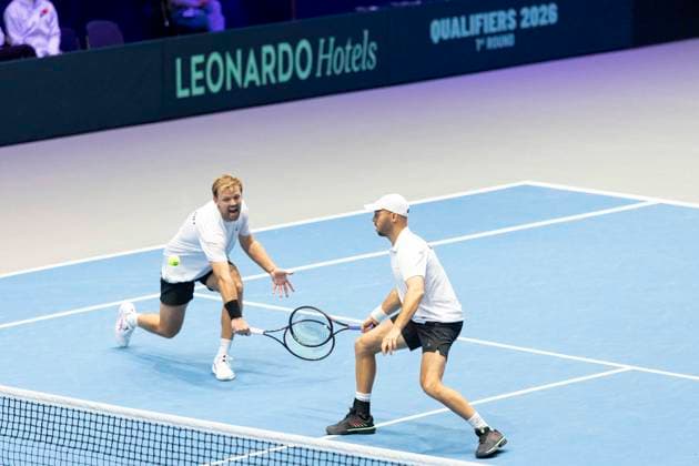 Davis Cup Germany Peru, 07 02 2026 Doubles Krawietz and Puetz GER vs Buse and Huertas del Pino PER during the Davis Cup Davis Cup Germany Peru at CASTELLO on February 7, 2026 in Duesseldorf, Germany Copyright: xBEAUTIFULxSPORTS KennyxBeelex