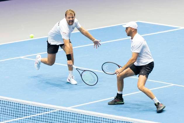 Davis Cup Germany Peru, 07 02 2026 Doubles Krawietz and Puetz GER vs Buse and Huertas del Pino PER during the Davis Cup Davis Cup Germany Peru at CASTELLO on February 7, 2026 in Duesseldorf, Germany Copyright: xBEAUTIFULxSPORTS KennyxBeelex