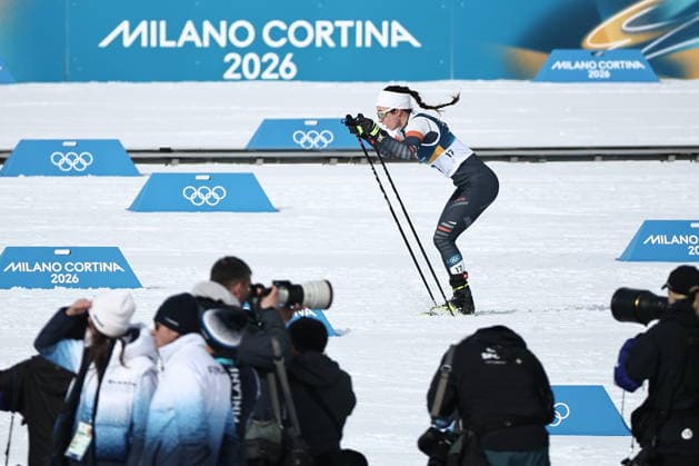 ITALY, TRENTINO-SOUTH TYROL - FEBRUARY 7, 2026: Dariya Nepryaeva of Russia competes in a women s 10km + 10km skiathlon race during the 2026 Winter Olympic Games, Olympische Spiele, Olympia, OS at the Tesero Cross-Country Skiing Stadium 2026 Winter Olympics: Cross-Country Skiing  - ZUMAt113 20260207_zaa_t113_175 Copyright: xMikhailxTereshchenkox