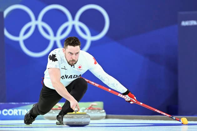 (260207) -- CORTINA D AMPEZZO, Feb. 7, 2026 -- Brett Gallant of Canada competes during the curling mixed doubles round robin session 7 match between Britain and Canada of the 2026 Milan-Cortina Winter Olympics in Cortina D Ampezzo, Italy, Feb. 7, 2026. ) (MICO2026)ITALY-CORTINA D AMPEZZO-OLYMPIC Winter games, Winterspiele,Spiele, Summer games CURLING-MIXED DOUBLES-ROUND ROBIN LianxYi 