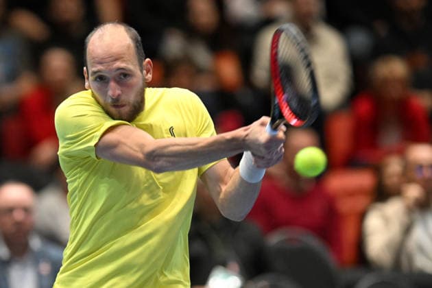 February 7, 2026, Jihlava, Czech Republic: DRAGOS NICOLAE MADARAS of Sweden in action during the 2026 Davis Cup Qualifiers between the Czech Republic and Sweden in Jihlava, Czech Republic. Jihlava Czech Republic - ZUMAr156 20260207_aap_r156_011 Copyright: xSlavekxRutax