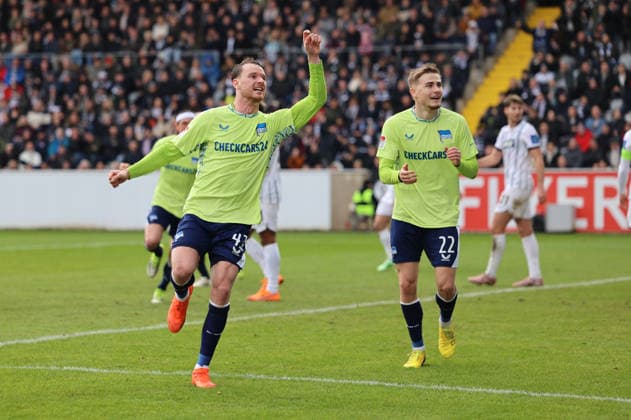07 02 2025, Soccer, Men, 2 Bundesliga, Season 2025 2026, SV 07 Elversberg Hertha BSC Berlin, Goalscorer Pascal Klemens Hertha BSC Berlin Elversberg Ursapharm Arena an der Kaiserlinde Saarland Germany DEU Copyright: xFabianxKleerx
