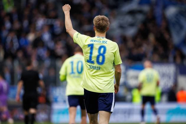 Luca Schuler Hertha BSC Berlin celebrates the goal for 0 2 SV Elversberg vs Hertha BSC Berlin, Football, 2 Bundesliga, Matchday 21, Season 2025 2026, 07 02 2026 DFB regulations prohibit any use of photographs as image sequences and or quasi video SV Elversberg vs Hertha BSC Berlin, Football, 2 Bundesliga, Matchday 21, Season 2025 2026, 07 02 2026 Copyright: xEibner-Pressefoto AlexanderxNeisx EP_ANS