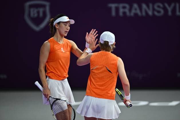 Saisai Zheng and Xinyu Wang of China play against Sara Sorribes Tormo of Spain and Kamilla Rakhimova of Uzbekistan during the Transylvania Open 2026 double final, a WTA250 Tournament, at BT Arena, in Cluj-Napoca, Romania, February 07, 2025. Transylvania Open 2026 - WTA, Tennis Damen 250 Tournament - Double FinalCluj Napoca Romania  Copyright: xAlexxNicodim Shutterstockx 16526889br