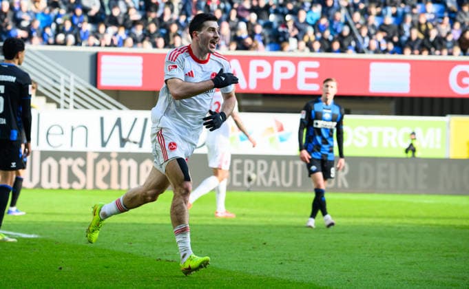 07 02 2026 Soccer Season 2025 2026 2 Soccer Bundesliga 21 Matchday SC Paderborn 07 SCP 1 FC Nürnberg FCN Club Sportfoto Zink xwoxzix DFL regulations prohibit any use of photographs as image sequences and or quasi video only for editorial use Torjubel Jubel nach Treffer Tor Torschuß zum 2 1 durch Luka Lochoshvili 24, 1 FC Nürnberg FCN
