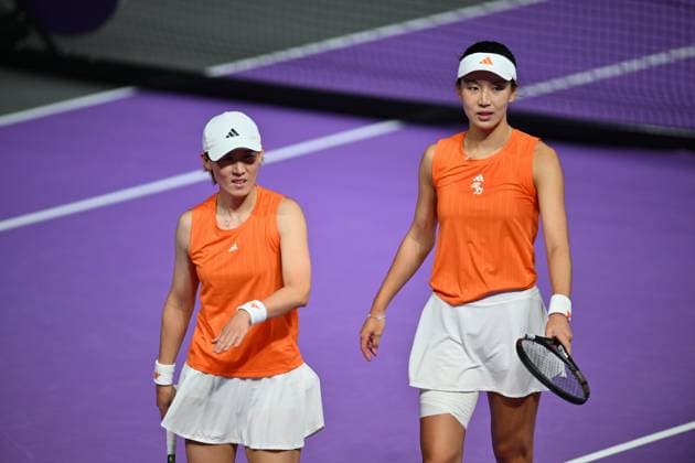 Saisai Zheng and Xinyu Wang of China play against Sara Sorribes Tormo of Spain and Kamilla Rakhimova of Uzbekistan during the Transylvania Open 2026 double final, a WTA250 Tournament, at BT Arena, in Cluj-Napoca, Romania, February 07, 2025. Transylvania Open 2026 - WTA, Tennis Damen 250 Tournament - Double FinalCluj Napoca Romania  Copyright: xAlexxNicodim Shutterstockx 16526889cc