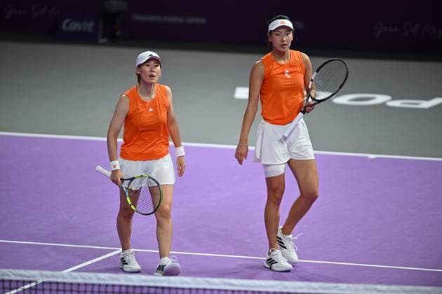Saisai Zheng and Xinyu Wang of China play against Sara Sorribes Tormo of Spain and Kamilla Rakhimova of Uzbekistan during the Transylvania Open 2026 double final, a WTA250 Tournament, at BT Arena, in Cluj-Napoca, Romania, February 07, 2025. Transylvania Open 2026 - WTA, Tennis Damen 250 Tournament - Double FinalCluj Napoca Romania  Copyright: xAlexxNicodim Shutterstockx 16526889cf