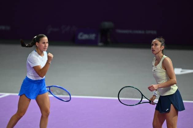 Sara Sorribes Tormo of Spain and Kamilla Rakhimova of Uzbekistan play against Saisai Zheng and Xinyu Wang of China during the Transylvania Open 2026 double final, a WTA250 Tournament, at BT Arena, in Cluj-Napoca, Romania, February 07, 2025. Transylvania Open 2026 - WTA, Tennis Damen 250 Tournament - Double FinalCluj Napoca Romania  Copyright: xAlexxNicodim Shutterstockx 16526889cr