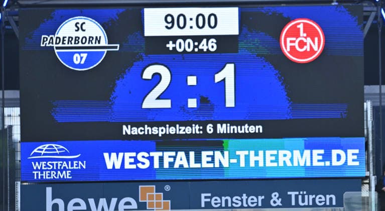 07 02 2026 Soccer Season 2025 2026 2 Soccer Bundesliga 21 Matchday SC Paderborn 07 SCP 1 FC Nürnberg FCN Club Sportfoto Zink xwoxzix DFL regulations prohibit any use of photographs as image sequences and or quasi video only for editorial use Final result on scoreboard
