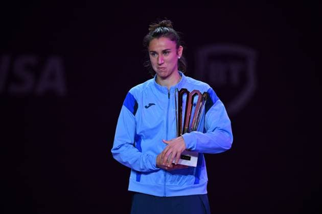 Sara Sorribes Tormo of Spain poses with the trophy after the Transylvania Open 2026 double final, a WTA250 Tournament, at BT Arena, in Cluj-Napoca, Romania, February 07, 2025. Transylvania Open 2026 - WTA, Tennis Damen 250 Tournament - Double FinalCluj Napoca Romania  Copyright: xAlexxNicodim Shutterstockx 16526889de
