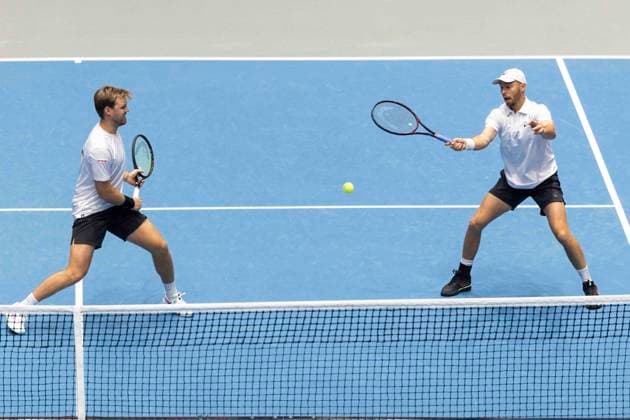 Davis Cup Germany Peru, 07 02 2026 Krawietz and Puetz GER during the Davis Cup Davis Cup Germany Peru at CASTELLO on February 7, 2026 in Duesseldorf, Germany Copyright: xBEAUTIFULxSPORTS KennyxBeelex
