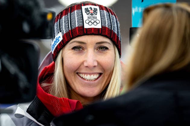 OLYMPICS - Winter Olympic Games, Olympische Spiele, Olympia, OS Milano Cortina 2026 CORTINA D AMPEZZO,ITALY,07.FEB.26 - OLYMPICS, ALPINE SKIING - Winter Olympic Games Milano Cortina 2026, preview, downhill training, women. Image shows Cornelia Huetter (AUT) during an interview.  GEPAxpictures xAlexanderxSolc