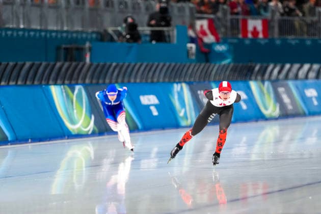 2026-02-07 - Milano Cortina 2026 Winter Olympics 3000m Women MILAN, ITALY - FEBRUARY 7: Greta Myers of United States of America, Laura Hall of Canada during the Milano Cortina 2026 Winter Olympics at the Milano Speed skating, Eisschnelllauf Arena on February 7, 2026 in Milan, Italy Milan Milano Speed Skating Arena Italy Content not available for redistribution in The Netherlands directly or indirectly through any third parties. Copyright: xAndrexWeeningx