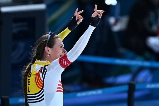 Belgian speed skater Sandrine Tas reacts after her race in the Women s 3000m Speed skating, Eisschnelllauf race on the first day of the Milano Cortina 2026 Olympic Winter games, Winterspiele,Spiele, Summer games on Saturday 07 February 2026 in Milan, Italy. The XXV Winter Olympics take place from 6 to 22 February 2026 in Italy. JASPERxJACOBS  x161766086x